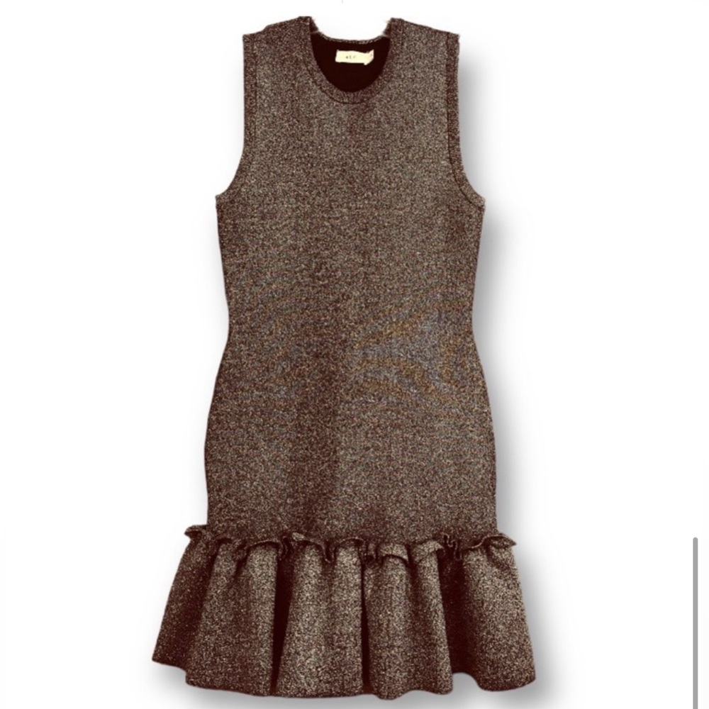 A.L.C $595 Retail Kilmer Crewneck Sleeveless Metallic Knit Dress, Size Large - Picture 5 of 13
